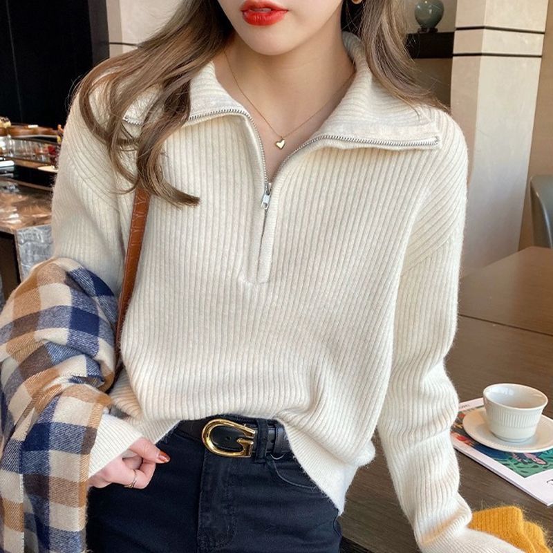 game outfit woman Red Sweater Women's Autumn and Winter Niche Knitted Bottoming Shirt Western Style Inner Top