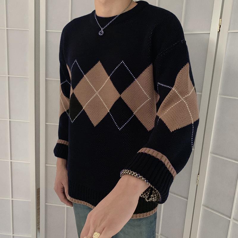 tyler the creator outfits Chic Autumn New Retro British Plaid Pullover Sweater Plaid Sweater Loose Couple Sweater for Women