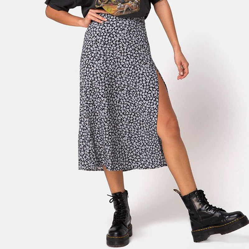 outfit ideas Skirt Leopard Print Long Skirt High Waist Split Hip Skirt Mid-Length A- line Skirt