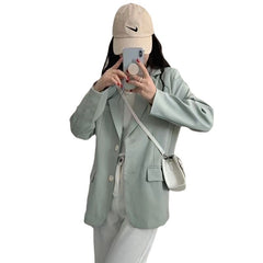 church outfit Spring Retro Casual Suit Jacket Women's Suit Spring and Autumn Jacket Small Fresh Green Spring Sweet Suit