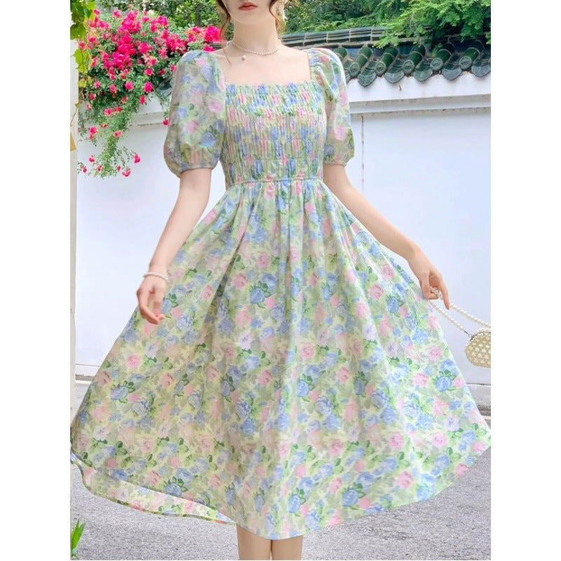 church outfit Elegant Floral Dress Summer New Belly-Covering Mid-Length Dress for Women