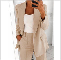 business casual outfits Women's Fashion Button Slim Lapel Cardigan Temperament Blazer Suit