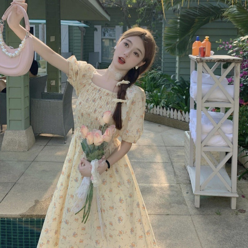 church outfit Elegant Floral Dress Summer New Belly-Covering Mid-Length Dress for Women