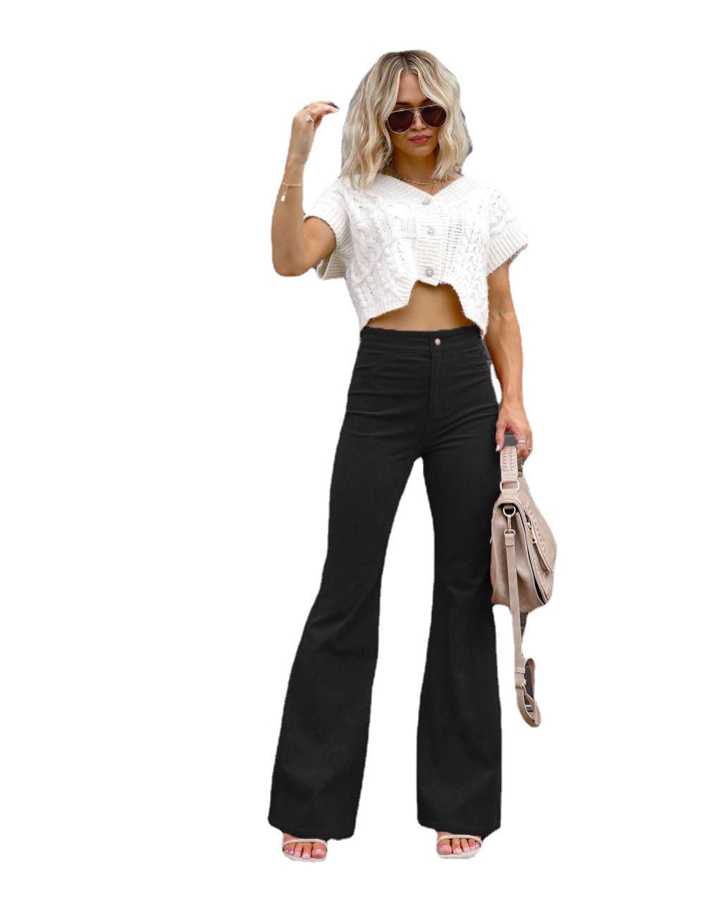 social worker outfits Winter New Pure Color Corduroy Elegant Women's Trousers Slim Pants High Waist Casual Pants