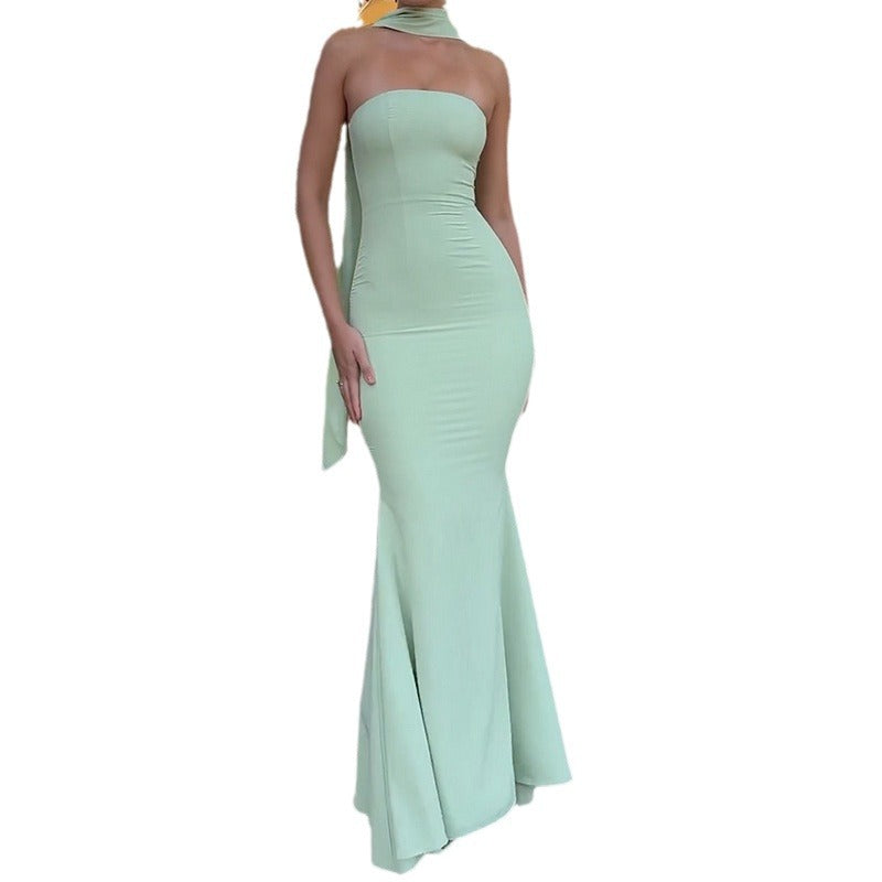 dresses 2024 Women's Dress Summer Sleeveless Tube Top Solid Color Elegant Dress