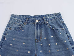 fall outfits Autumn New Women's All-Match Pocket Rivet Trim Slimming Straight Casual Long Jeans