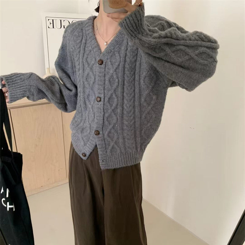 y2k outfits Retro Style Knitwear Women's Autumn and Winter V-neck Twisted Fashion Sweater Coat