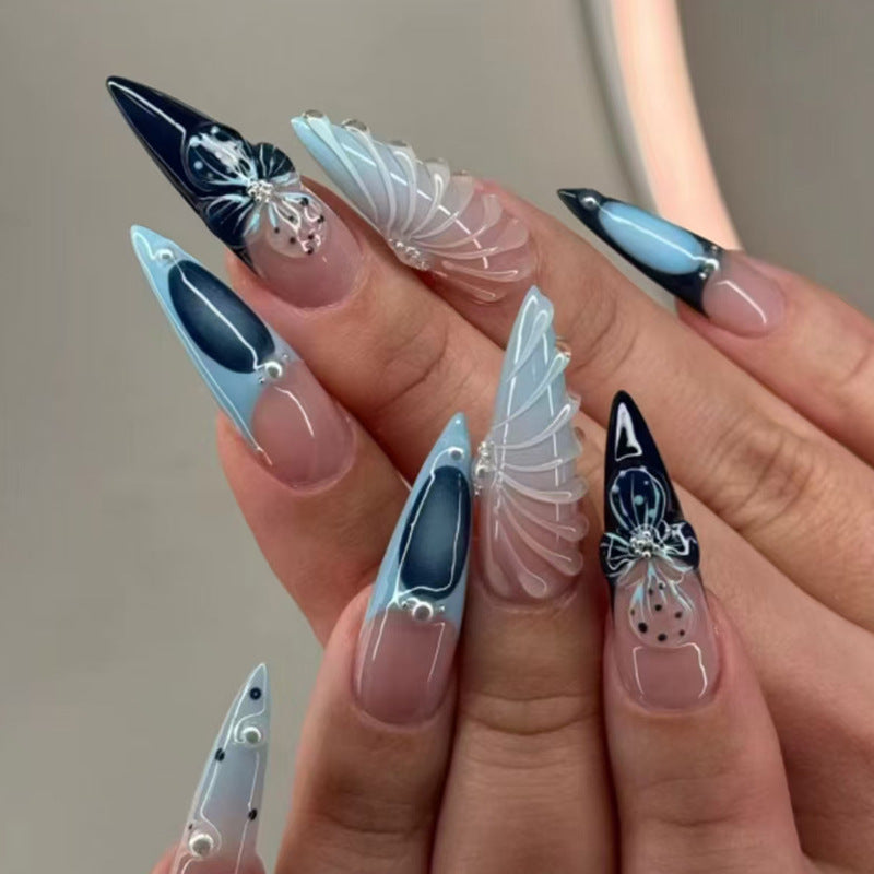 business casual outfits Summer Ocean Nail Patch Refreshing Detachable Nail 3D Three-Dimensional Shell Wear Nail Pearl Nail Piece Flower