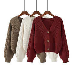 y2k outfits Spring Korean Style Western Style Sweater Women's Retro Top Loose V-neck Short Knitted Cardigan Coat Fashion