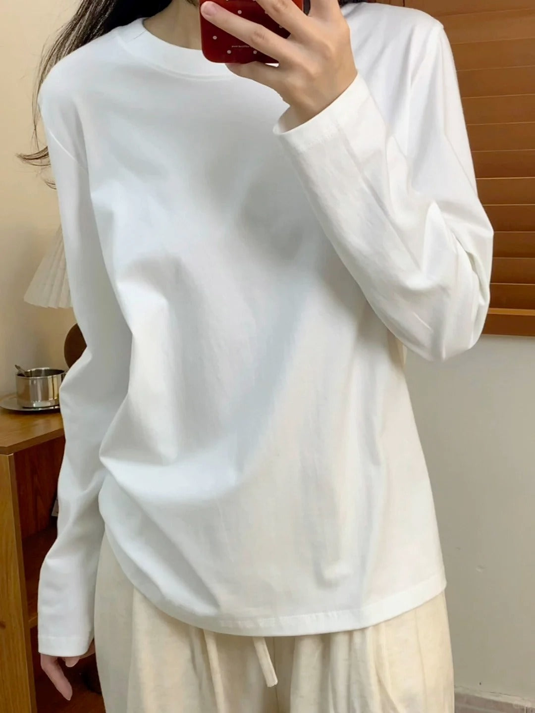 black sweater dress outfit Basic Pure Cotton T-shirt Men's and Women's White Bottoming Shirt Autumn Simple Casual Shoulder Long Sleeve Top Inner Wear