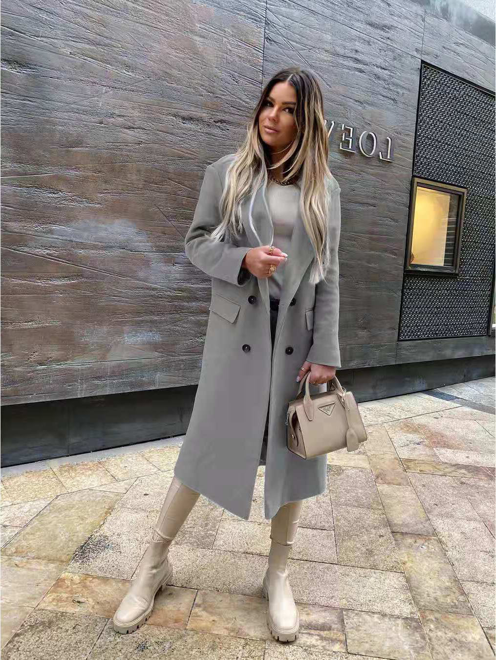 suit Popular Autumn and Winter Long Sleeve Suit Collar Double Breasted Girl Coat Coat for Women