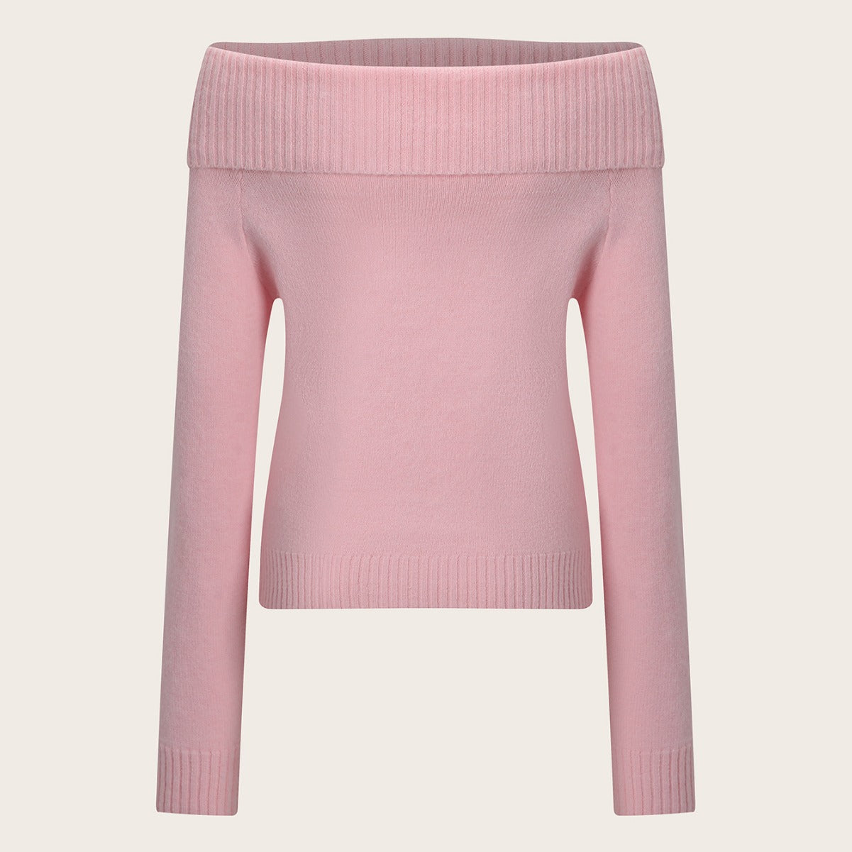 dream clothes Autumn and Winter Gentle Style Pink off-Shoulder Sweater Atmosphere Sweater Top Women's Elegant Slim Fit