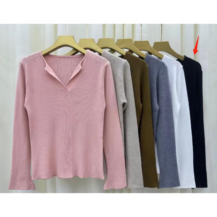 outfit inspo Korean Style Polo Collar Sweater Women's New Design Double Collar Chic Early Autumn Chic Top Bottoming Shirt