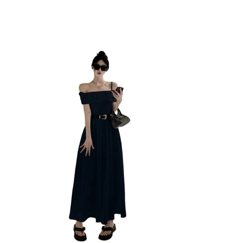 black sweater dress outfit French Style White Elegant Skirt Women's Loose Zipper Button Waist Slimming Gentle Dress Women's Pleated Skirt