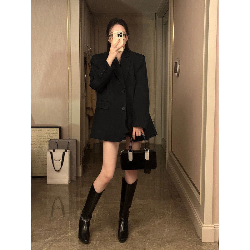tailgate outfit black women Black Suit Jacket Spring and Autumn Korean Style Elegant Small Casual Fried Street Suit