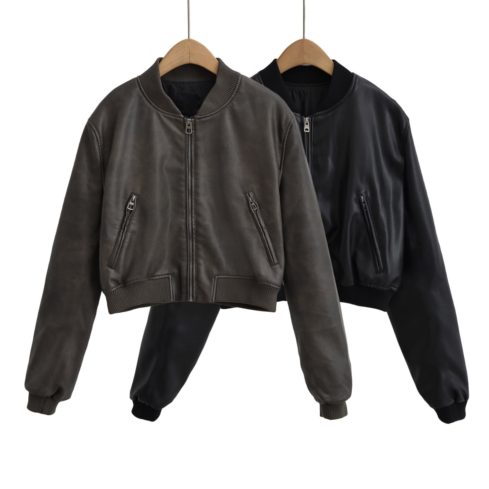 90s fashion Retro PU Leather Women's Autumn New American Hot Girl Motorcycle Style Short Stand Collar Baseball Jacket Jacket