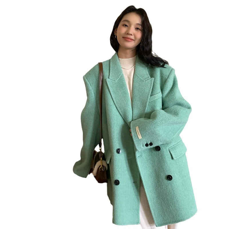 joker costume female outfit Autumn and Winter Korean Style Suit Style Loose Woolen Coat Women's Commuter Double-Sided Wool Coat