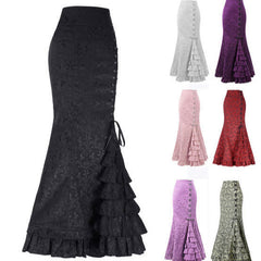 90s streetwear Million Halloween Jacquard Fishtail Skirt Steampunk Vintage Skirt Gothic Skirt Victoria Maxi Skirt