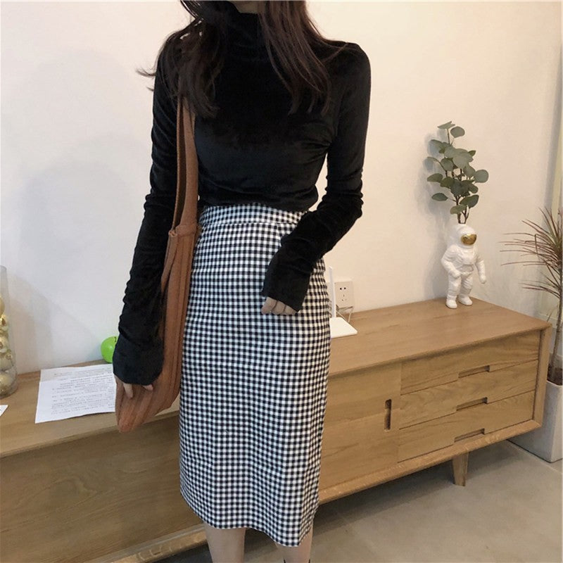 fall outfits Autumn and Winter Solid Color T-shirt Gold Velvet Turtleneck Bottoming Shirt Women's Spring and Autumn Inner Wear Long Sleeve Slim Warm Top Women's Fashion