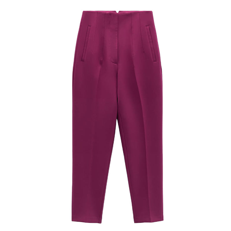 curvy casual outfits Autumn New Casual Pants Professional Temperament Commuter Front Pleated Slimming Ankle High Waist Pants 7901432