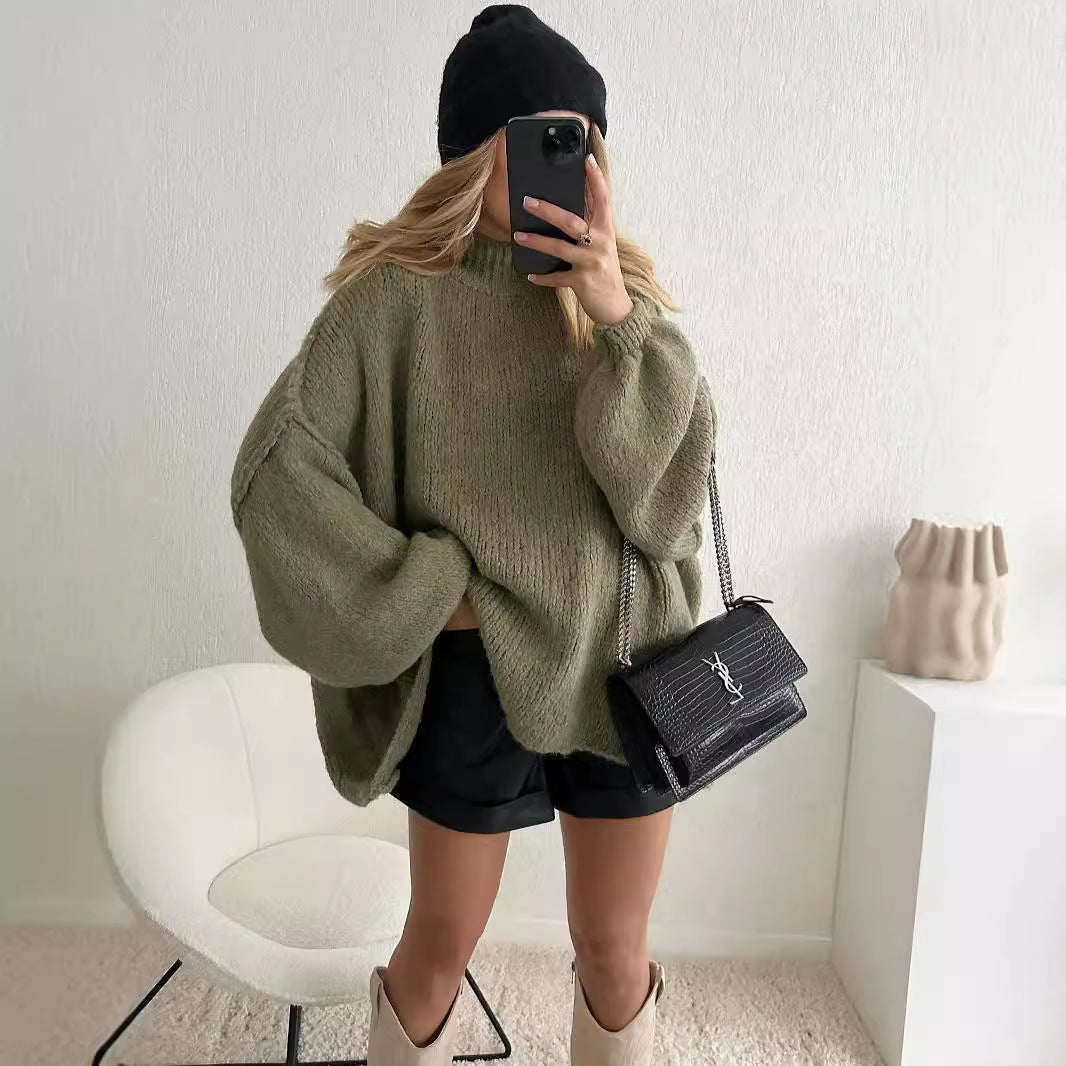 2000s fashion Women's Spring and Autumn New Elegant round Neck Simple Fashion Style Thin Sweater