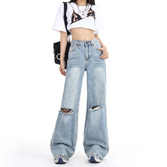 summer outfits inspo Spring and Summer New American Retro Loose Wide-Leg Pants Tassel Trendy Cool Straight Ripped Jeans for Women Jeans