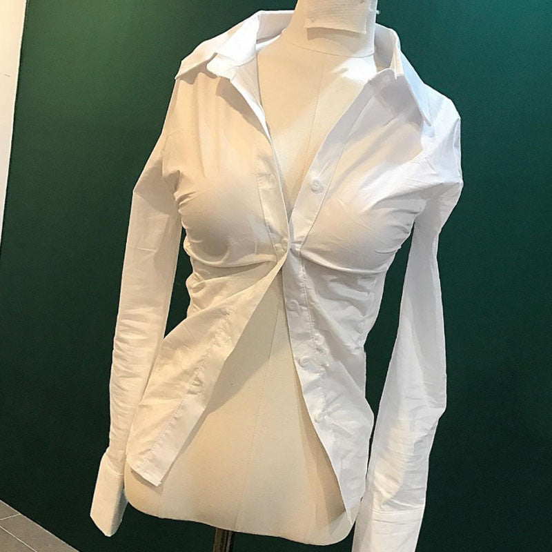 birthday outfit Long Sleeve/Short Sleeve Shirt Women's Elegant New Cardigan Women's Pleated Tight Waist Top Spring and Summer