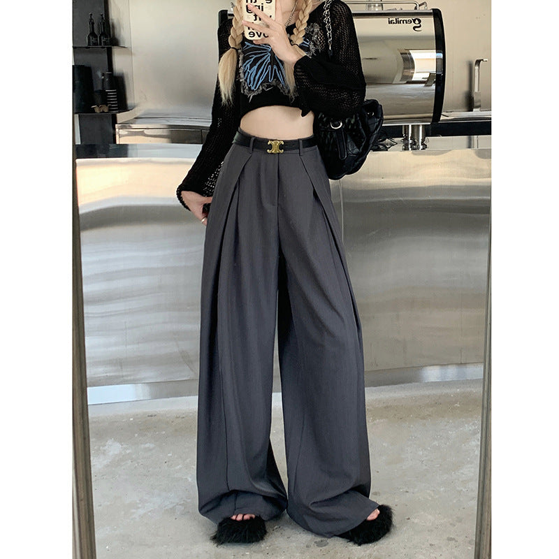 work outfits women Fall Loose High Waist Wide Leg Suit Pants Women's Casual Mopping Long Pants