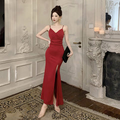 dress Women's Sexy Split Fishtail Swing Dress Royal Sister Temperament Dress