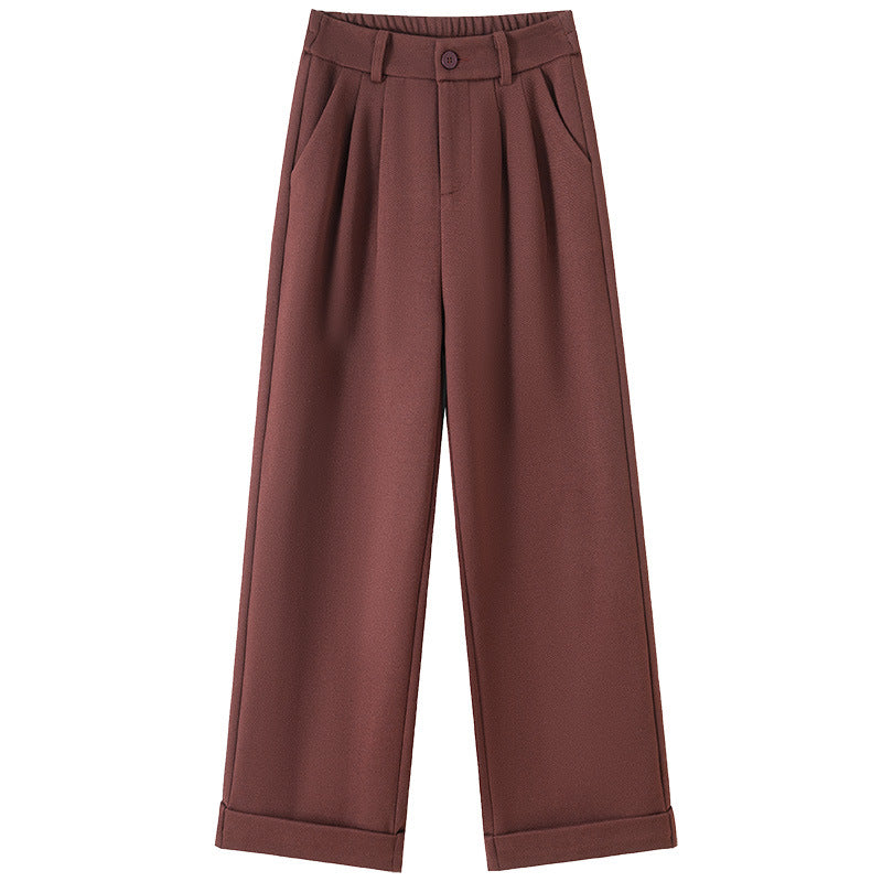 datenight fall outfits Casual Starry Sky Twill Woolen Flanging Small Straight Elastic Waist Women's Walking Fashionable Autumn Trousers