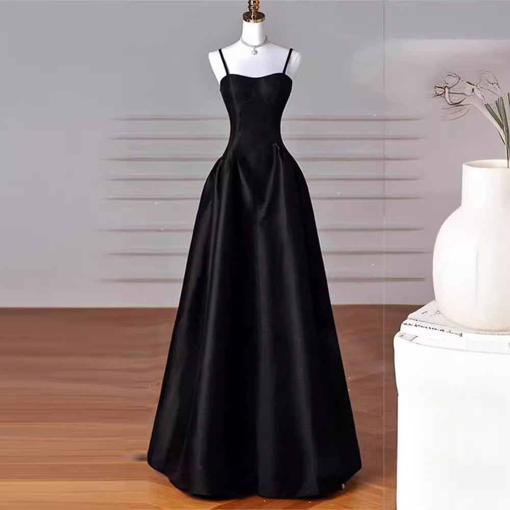 dress French Style Light Luxury Dress 2024 New French Style Black Strap Slim Fit Dress Student Banquet Evening Dress