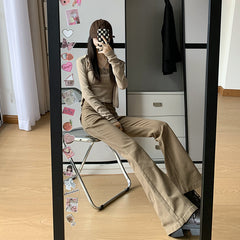 men’s outfits Autumn and Winter Khaki Brown High Waist Micro Flared Jeans Women's Jeans Women