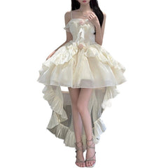 ribbons galore dress to impress Summer New Korean Style Niche Exquisite Waist Slimming Sling Tail Dress Short Skirt for Women