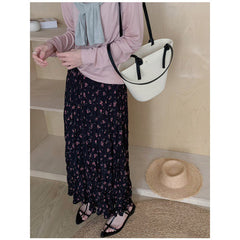 teacher outfits Women's Chiffon Floral Pleated Skirt 2024 New Elegant Slimming High Waist Dress