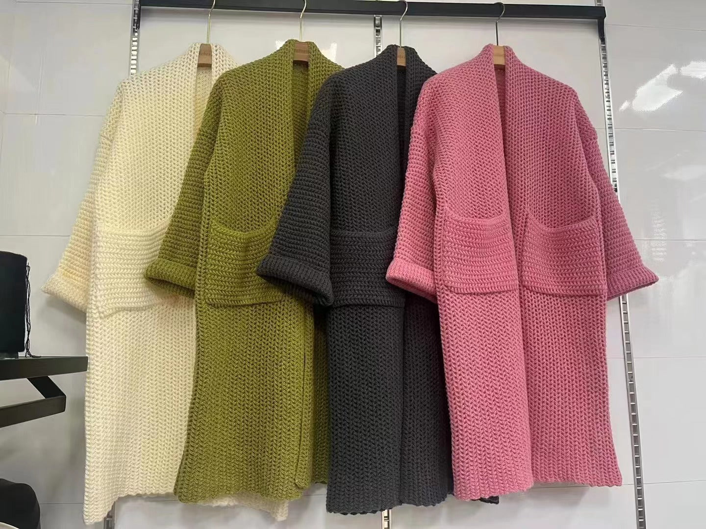 cold weather outfits Korean Style Thick Needle Pineapple Pattern Sweater Cardigan Loose over-the-Knee Sweater Mid-Length Elegant Wool Coat Women's Top
