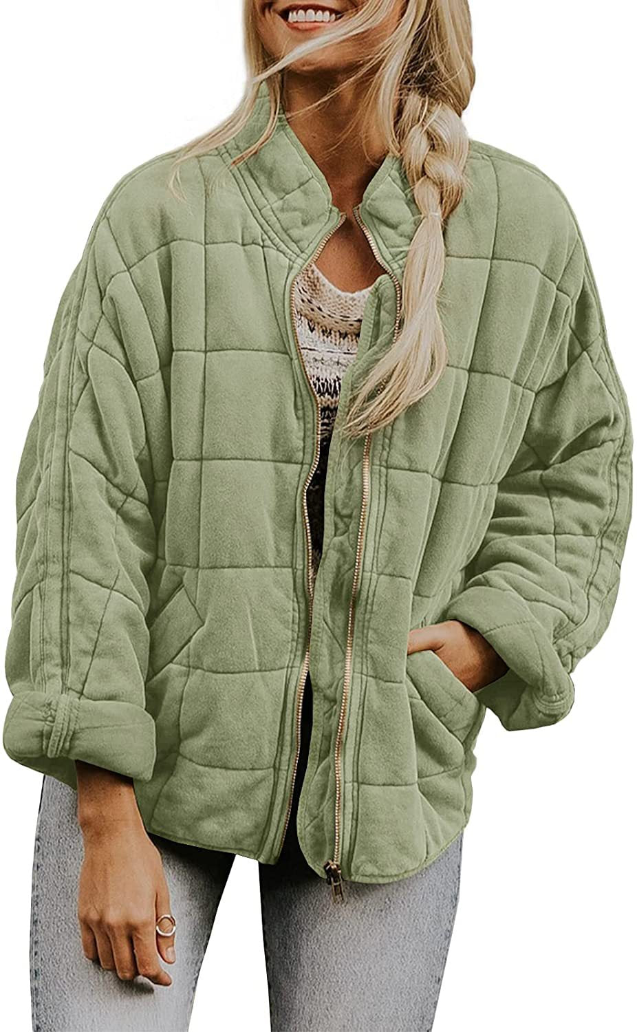 fall trends 2024 outfits Solid Color Stand Collar Cotton Coat New Loose Pocket Long Sleeve Jacket Top for Women