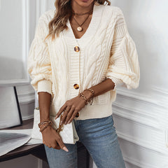 y2k outfits Solid Color Women's Sweater V-neck Twisted Button Sweater Cardigan Sweater Women