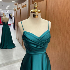 prom dresses 2024 New Dark Green Formal Dress V-neck Pleated Wedding Party Dress Suspender Style Special Occasion Dress