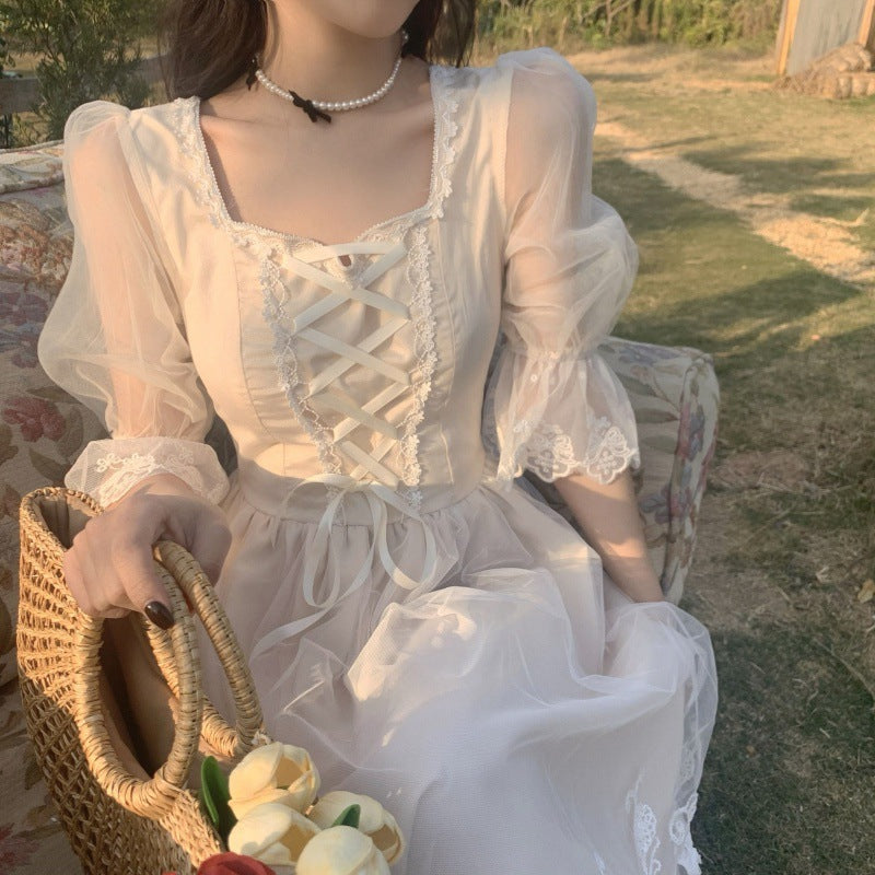 detective vs suspect dress to impress 2024 Spring and Summer New First Love Series Gentle Dress Tea Break French Temperament White Dress Fairy Super Fairy Mori