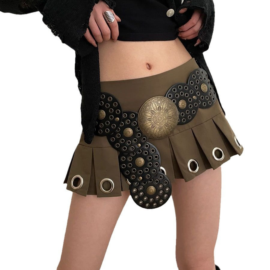 dress to impress outfits American-Style Retro round Hollow Waist Seal Waist Tight with Short Skirt Hot Girl Summer Fashion Belt