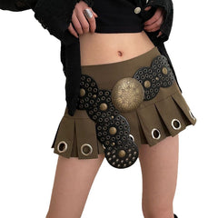 dress to impress outfits American-Style Retro round Hollow Waist Seal Waist Tight with Short Skirt Hot Girl Summer Fashion Belt