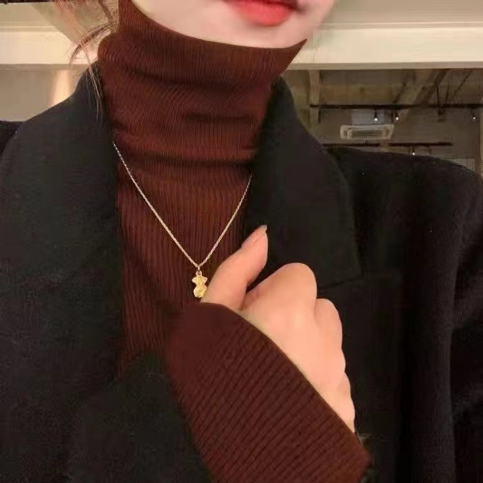tailgate outfit black women Autumn Women's Klein Blue Pile Collar Sweater Bottoming Shirt Turtleneck Sweater Tight Slim Fit Inner Top