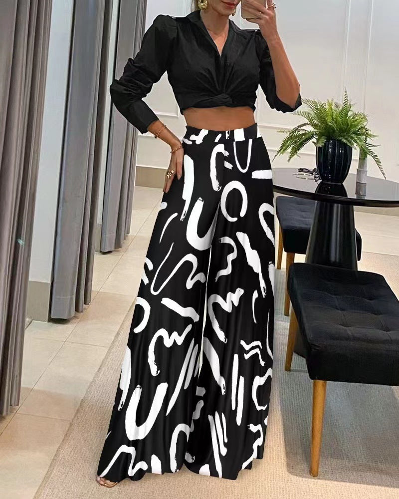 late summer outfits New Women's Printed Women's Wide-Leg Pants