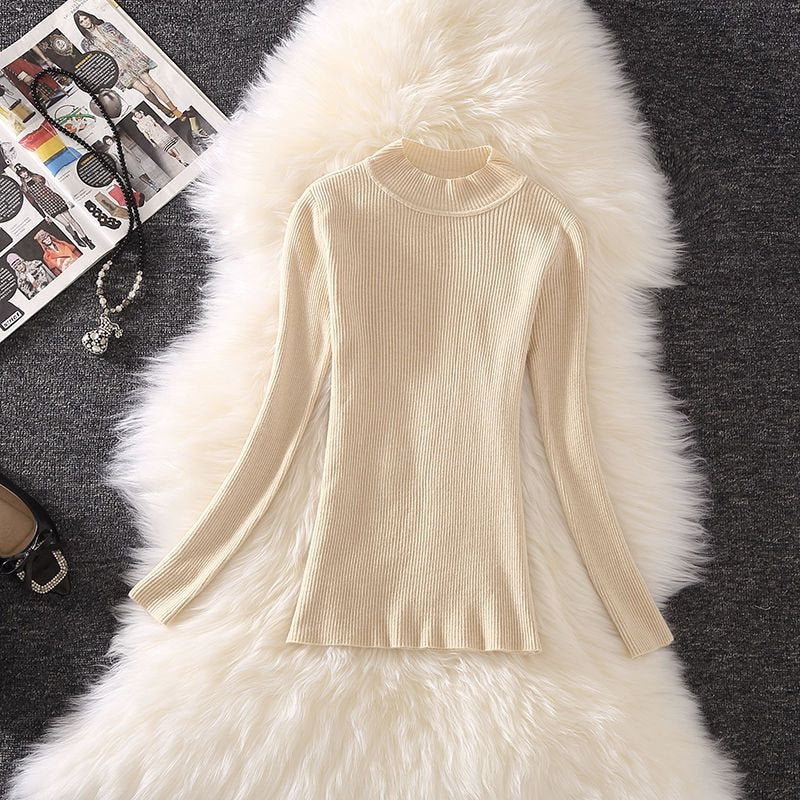 barn jacket outfits Spring Contrast Color Woolen Vest Mid-Length Suit Women's Half Turtleneck Sweater Sweater Western Style Two-Piece Set