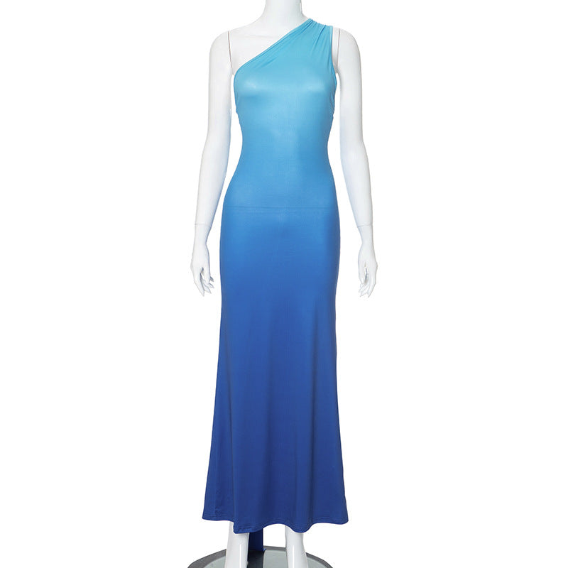 telenovela dress to impress Spring and Summer New Elegant Socialite Silky Backless Shoulder Dress
