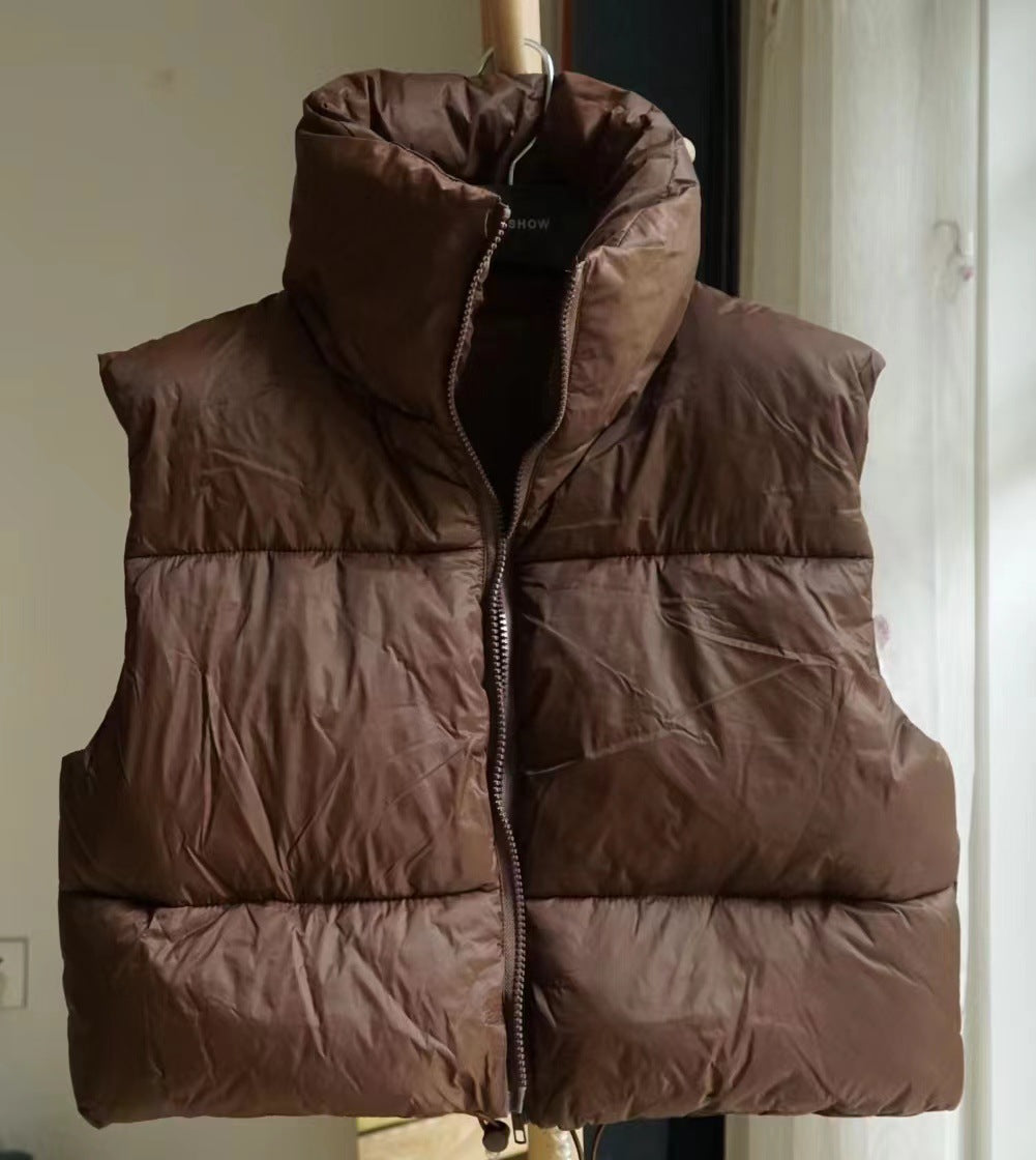 fall outfits women Women's Sleeveless Cotton-Padded Jacket Lightweight down Cotton Vest Winter Stand Collar Thickened Warm Short Vest for Women