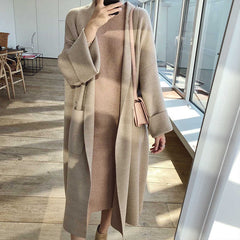 2000s fashion Long Knitted Cardigan Women's Spring and Autumn Loose Lazy Style Net Red Korean Style Sweater Coat Trendy Year