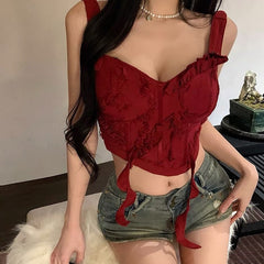 detective vs suspect dress to impress Niche Design Sweet and Spicy Style Tube Top Camisole with Chest Pad Fashion Inner Sunset Rose Short Top