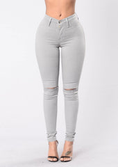 nba outfit for women EBay Women's Slimming High Elastic Ripped Jeans Pencil Pants