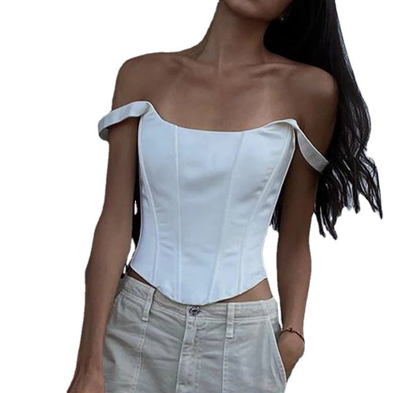 concert outfit Women's New Solid Color Sexy Fishbone Sling Square Collar Backless Bra Vest Top